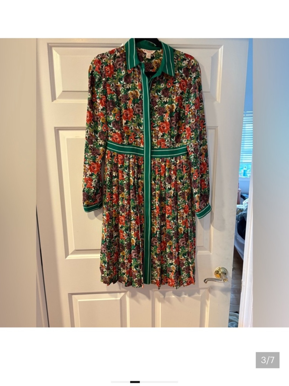 Brooks Brothers Red Fleece Floral Print Pleated Long Sleeve Shirt Dress size 4 - Picture 3 of 7